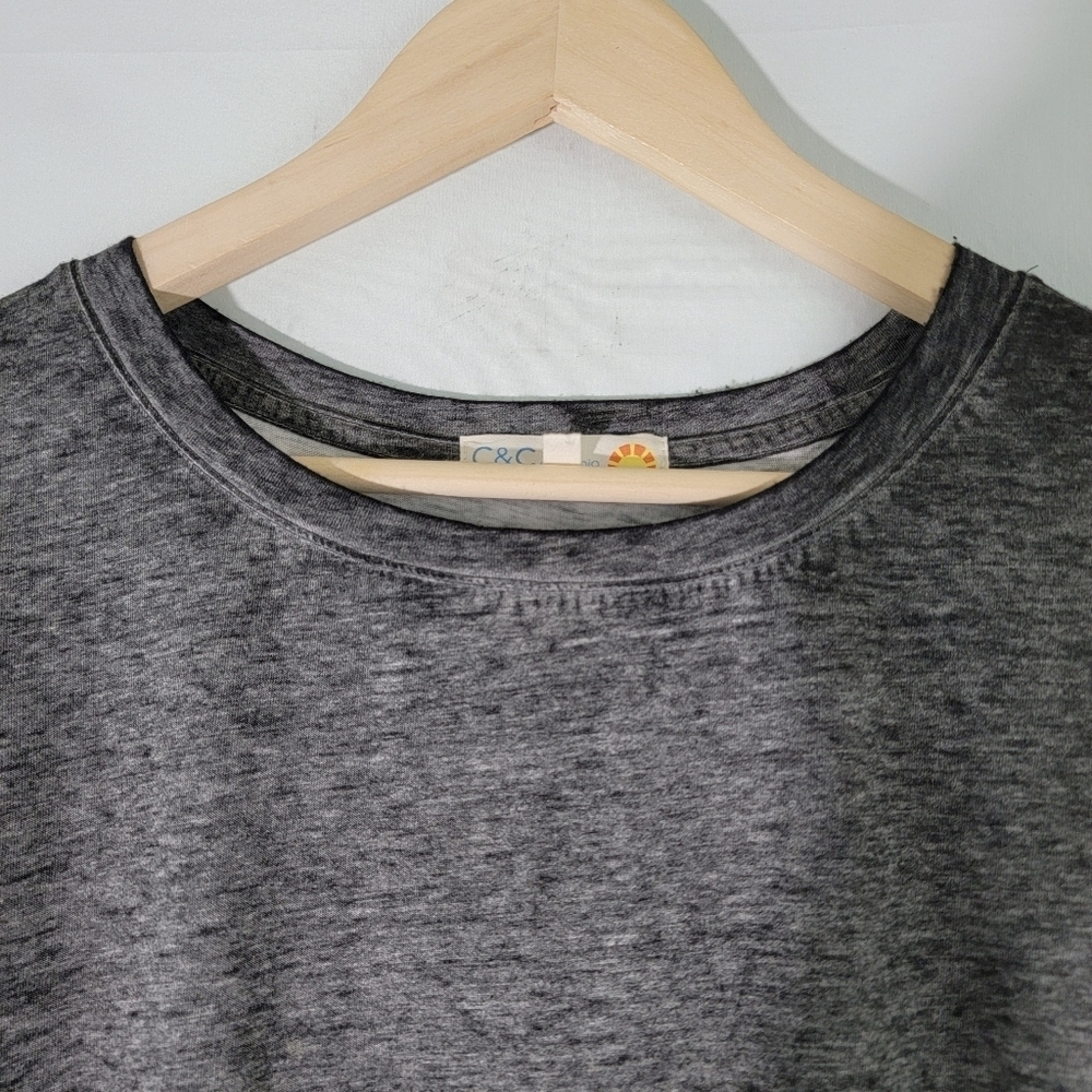 C&C California Gray Slub Cotton Casual T-Shirt Sz Small Crewneck Short Sleeve - Picture 3 of 11